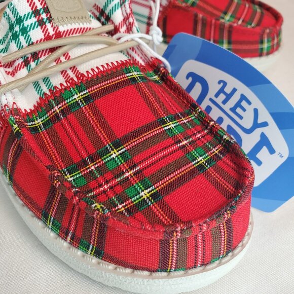 Hey Dude Wally Big Kids Tri Tartan Plaid Shoes New Fleece Lined Size c12/j2 - Picture 12 of 14